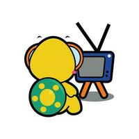 Tortoise watching television vector illustration premium eps