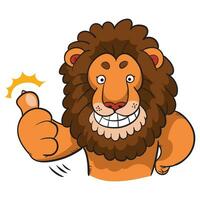 Cartoon lion with thumbs up gesture vector