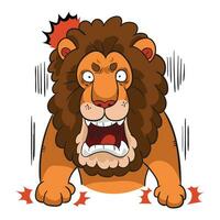 Cartoon angry roar lion. vector illustration