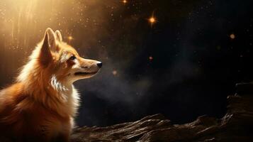 space for text on textured background surrounded by foxes, background image, AI generated photo