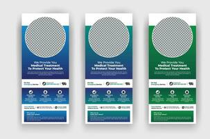 Medical healthcare hospital treatment roll up banner design template vector