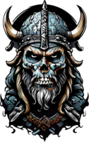 viking crânio desenho animado mascote logotipo ai generativo png