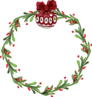 Christmas wreath illustration on transparent background. png