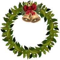 Christmas wreath illustration on transparent background. png