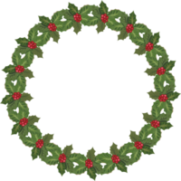 Christmas wreath illustration on transparent background. png