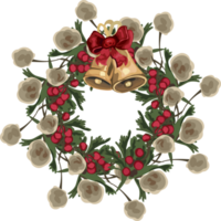 Christmas wreath illustration on transparent background. png