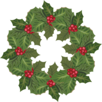 Christmas wreath illustration on transparent background. png