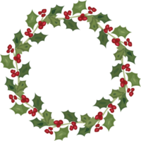 Christmas wreath illustration on transparent background. png