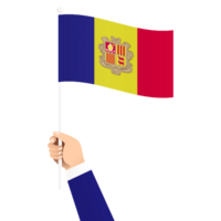 hand innehav andorra nationell flagga isolerat transparent enkel illustration png