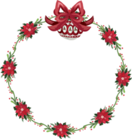 Christmas wreath illustration on transparent background. png