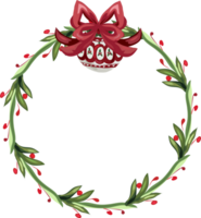 Christmas wreath illustration on transparent background. png