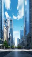 Realistic urban tall buildings, background image, vertical format, generative AI photo