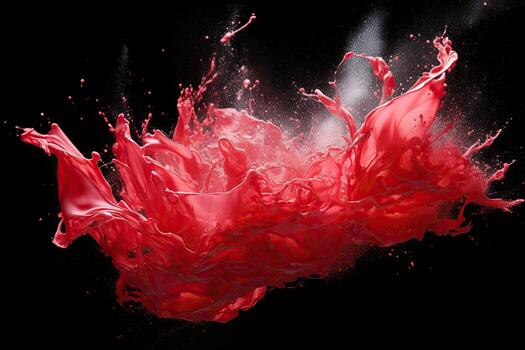 Red Ink in water. Splash of red color. Red ink color on a black background. Generated by artificial intelligence photo