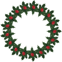 Christmas wreath illustration on transparent background. png