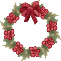 Christmas wreath illustration on transparent background. png