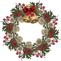 Christmas wreath illustration on transparent background. png