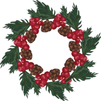 Christmas wreath illustration on transparent background. png