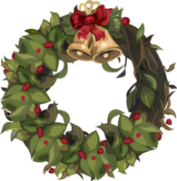 Christmas wreath illustration on transparent background. png