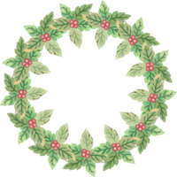 Christmas wreath illustration on transparent background. png