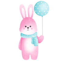 rosado conejito con azul globo png