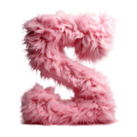 Pink furry letter S on transparent background, created with generative AI png