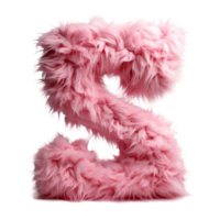 Pink furry letter S on transparent background, created with generative AI png