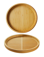 Empty rounded bamboo tray on transparent background, created with generative AI png