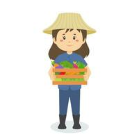 Thailand Farmer Harvesting Vegetables and Fruit vector