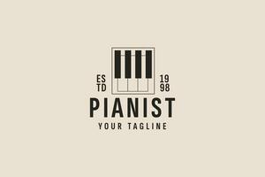 Clásico estilo piano logo vector icono ilustración