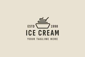 Clásico estilo hielo crema logo vector icono ilustración
