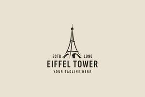 vintage style eiffel tower logo vector icon illustration
