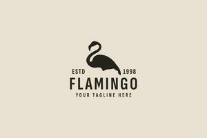 vintage style flamingo logo vector icon illustration