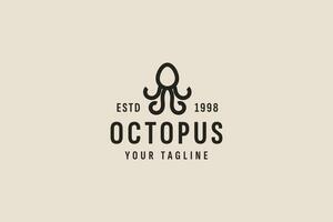 vintage style octopus logo vector icon illustration