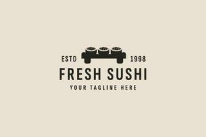 vintage style sushi logo vector icon illustration