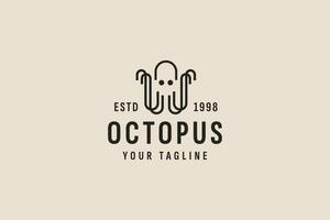 vintage style octopus logo vector icon illustration