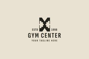 vintage style gym center logo vector icon illustration