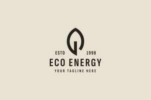 vintage style eco friendly energy logo vector icon illustration