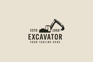 vintage style excavator logo vector icon illustration