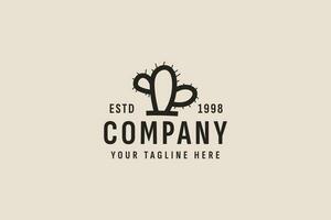 vintage style cactus logo vector icon illustration