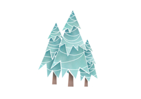 watercolor hand drawn Christmas trees cutout set on transparent background. Coniferous trees green New Year pack. Simple pine-trees clipart collection. Winter holiday evergreen forest tree png