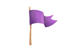 waterverf illustratie van monochroom, leeg, Purper vlag Aan vlaggenmast. een single object, driehoekig golvend vorm geven aan. hand- getrokken tekening geïsoleerd Aan transparant achtergrond, uitknippen klem kunst ontwerp element png