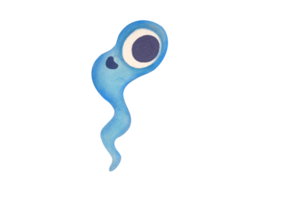 clipart watercolor baby blue character similar to alien, monster, microbe on transparent background. cartoon Smiling pathogen bacteria with flagella. funny viruses, cute microorganisms, germs png