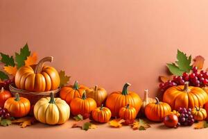 Festive Cornucopia Assortment With Delicious Thanksgiving Harvest Foods photo