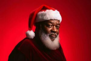 Black santa claus photo portrait. Generate Ai