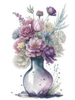 Aquarell Vase von Blumen Clip Art ,generativ ai png