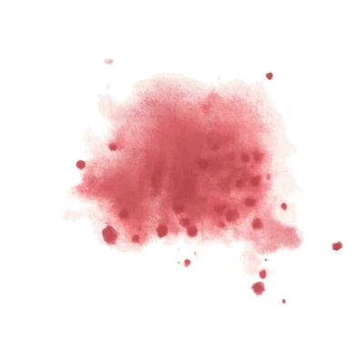 Red, burgundy spots, splashes of watercolor paint drawn by hand. Isolated object on a white background