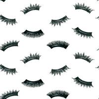 False eyelashes for tape extensions. Hand drawn watercolor illustration. Seamless pattern on a white background vector