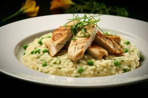 Comforting Chicken risotto. Generate Ai photo