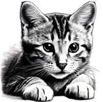 A sketch of an American Shorthair cat. AI-Generated. png