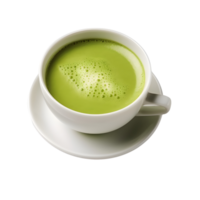 matcha green tea latte foam isolated on transparent background. AI Generated png